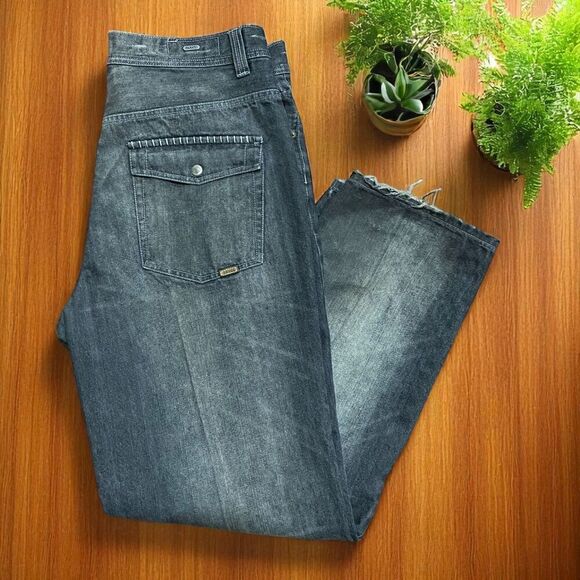 Enyce Vintage Y2K Baggy Fit Distressed Black Denim Jeans Men's Size 36 x 32 - Picture 1 of 11